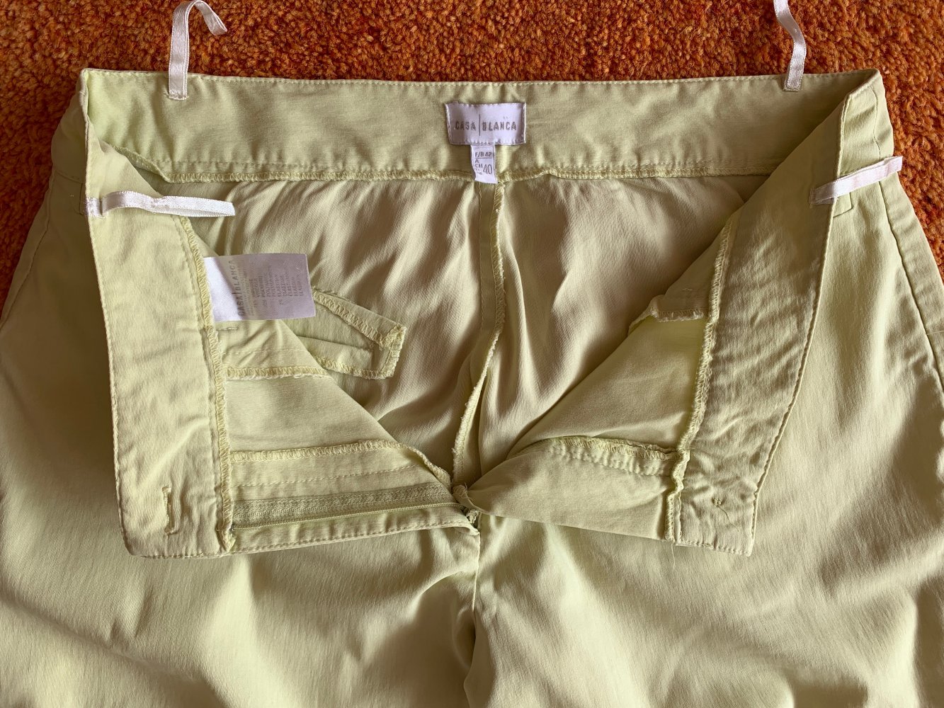 Damen Hose Sommer Capri Stretch Gr.40 Gelbgrün von Casa Blanka