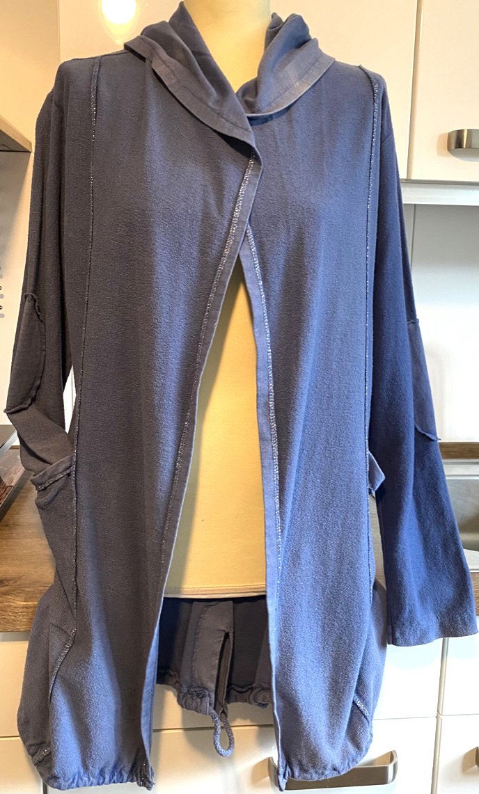 NEU Damen Mantel Sweat Zipfel Sommer Kapuze Gr.S/M in Blau von H&3 
