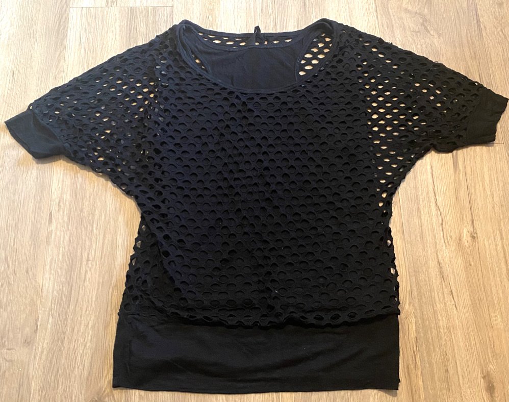 Damen sexy Shirt Bluse Lagenlook Netz Gr.S in Schwarz von Madonna