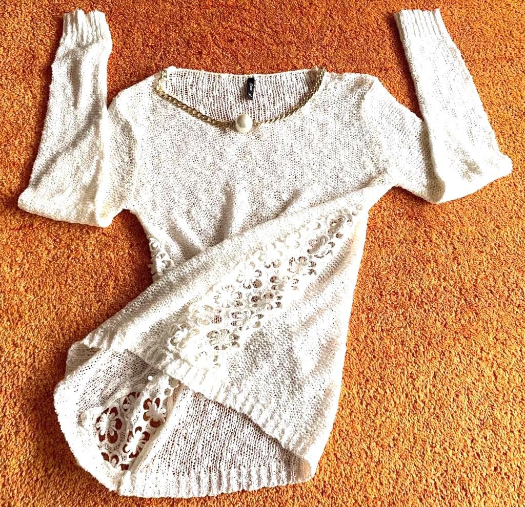 Damen Pullover Strick Spitze Gr.S in Creme von Forever NW 