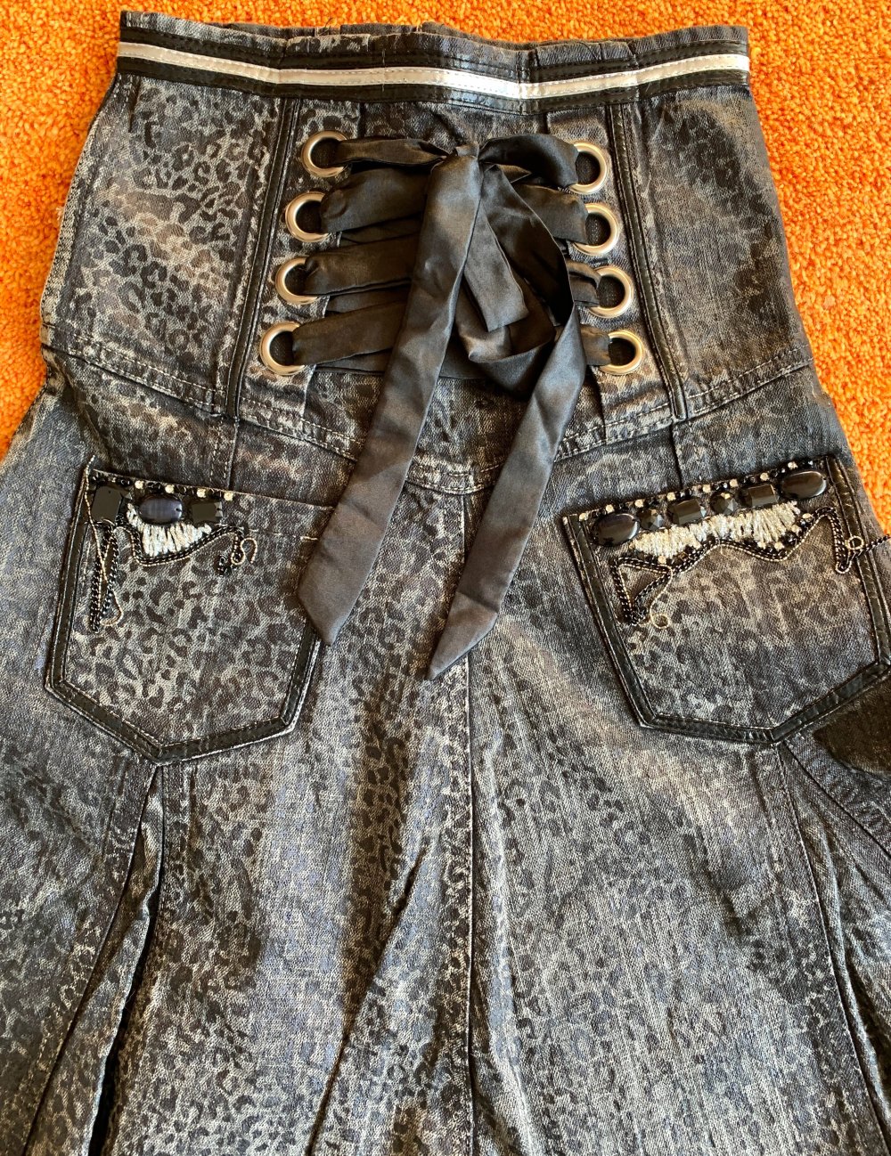 Damen Rock Jeans Gothik GR.34 in Schwarz/Grau von ROSA & ROSE 
