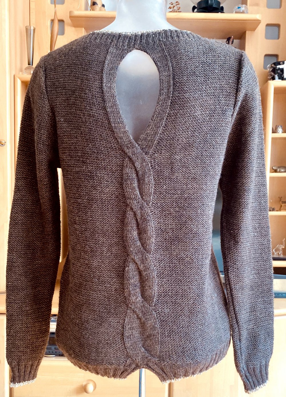 Damen Pullover Wolle strick Gr.38 in Braun/Gold