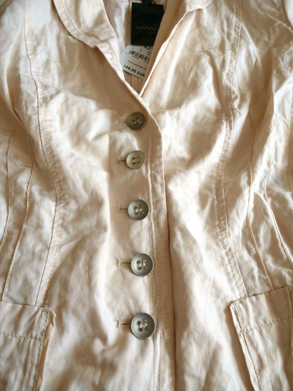 NEU Apanage Damen Blazer Sommer Elegant Gr.40 (ausgegeben als 42 Beige NP 149,95€
