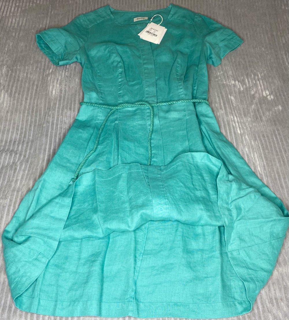 NEU Damen Sommerkleid Gr.40 in Grün von Monari 100% Leinen Tailliert & stilvoll 