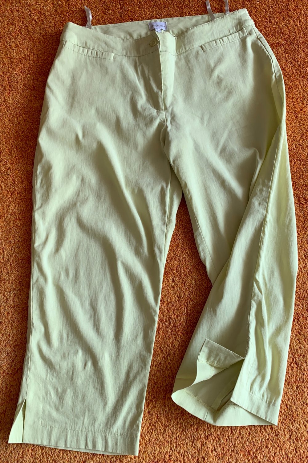 Damen Hose Sommer Capri Stretch Gr.40 Gelbgrün von Casa Blanka