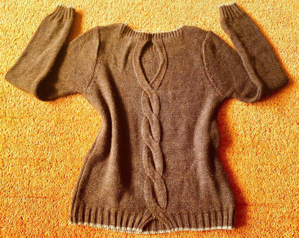 Damen Pullover Wolle strick Gr.38 in Braun/Gold