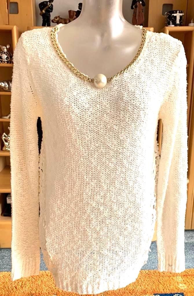 Damen Pullover Strick Spitze Gr.S in Creme von Forever NW 