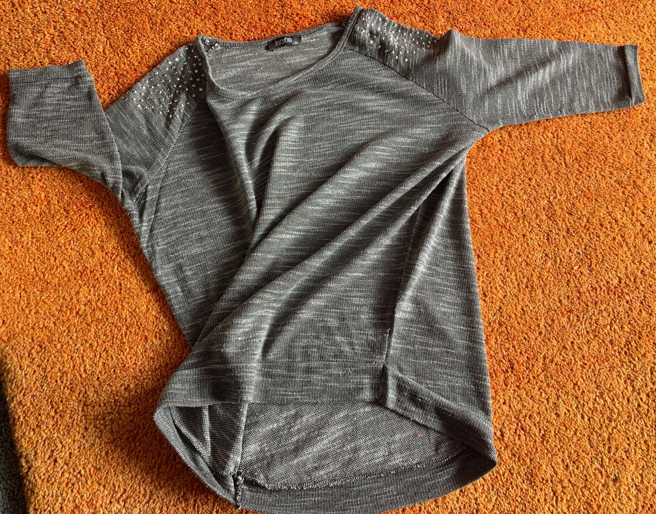 Damen Pullover Pailletten Gr.L/XL in Grau von Janina NW 