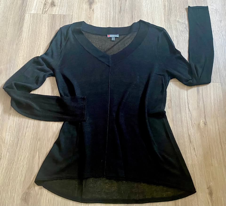 Damen Pullover Strick fein Long Gr.38 in Schwarz von Street One NW 