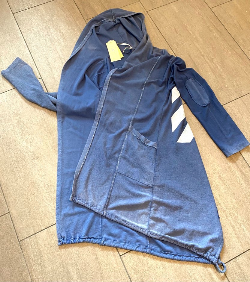 NEU Damen Mantel Sweat Zipfel Sommer Kapuze Gr.S/M in Blau von H&3 