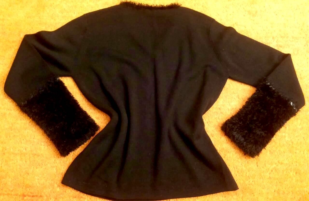 Damen Pullover Strick Fransen Pailletten Gr.S in Schwarz NW