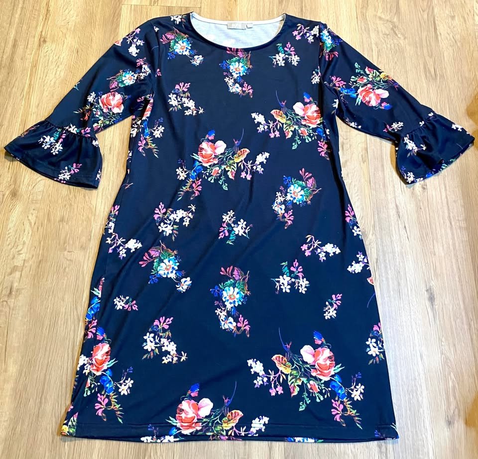 Damen Jersey Kleid mit Print Gr.M von Sure Mehrfarbig geblümt Figurnah & bequem NW 
