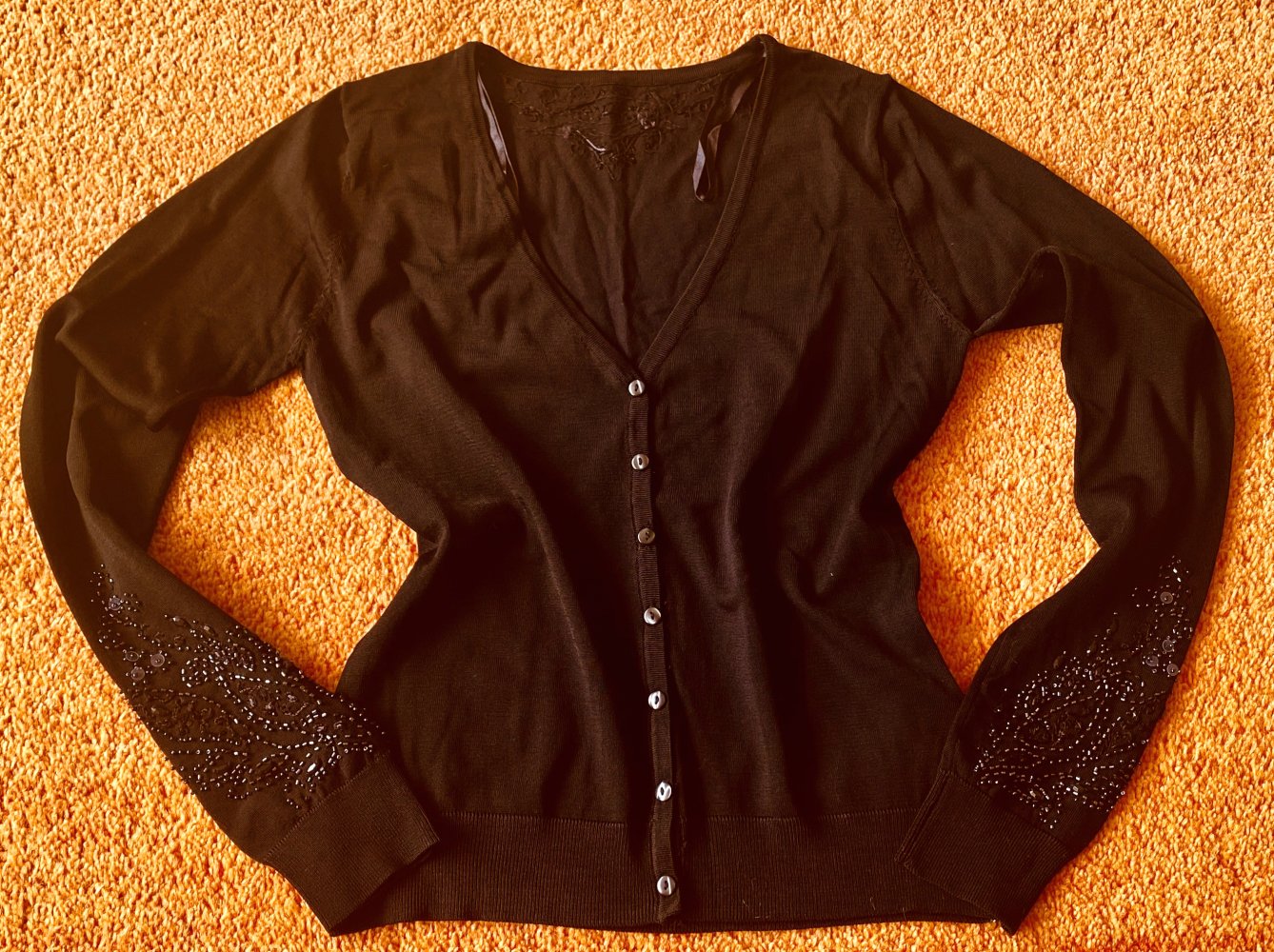 Damen Jacke Pailletten Strick fein Gr.XS in Schwarz von H&M NW