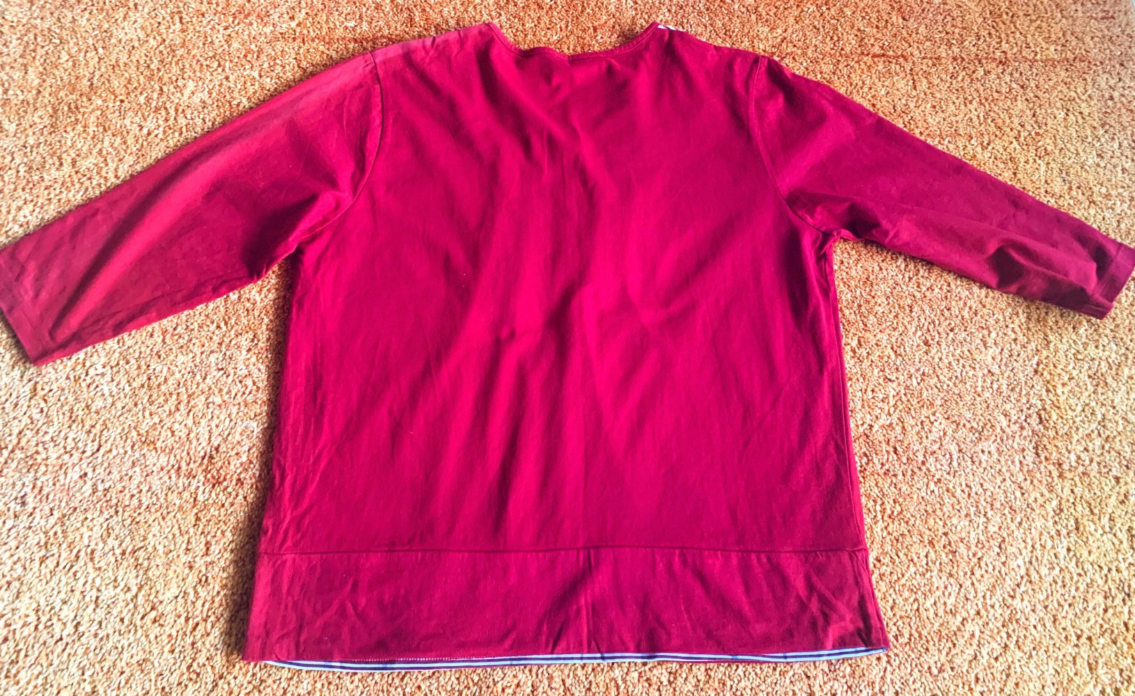 Damen Pullover/Shirt Gr.M Rot gestreift Lagenlook Glitzerdetails Neuwertig 