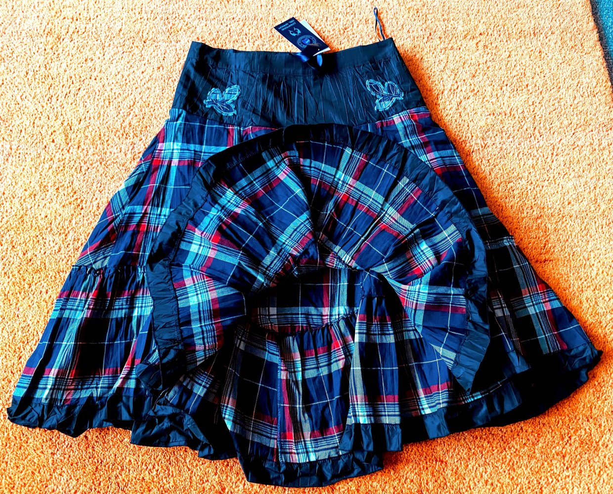 NEU Damen Rock edel Crash kariert Zipfel Gr.40 in Blau/Rot/Grau Lisa Campione
