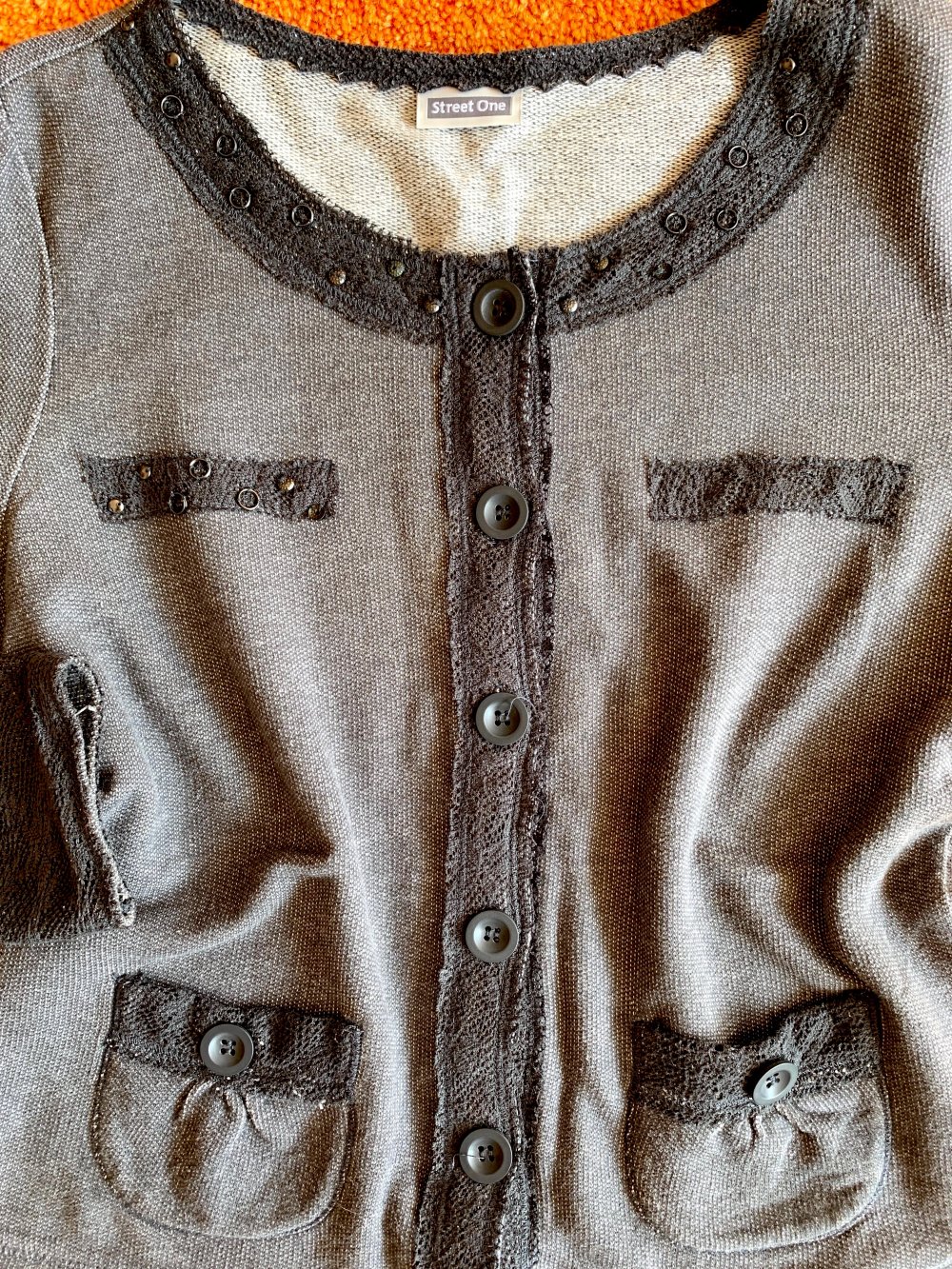 Damen Jacke Strick Pailletten Gr.S in Grau von Street One NW 
