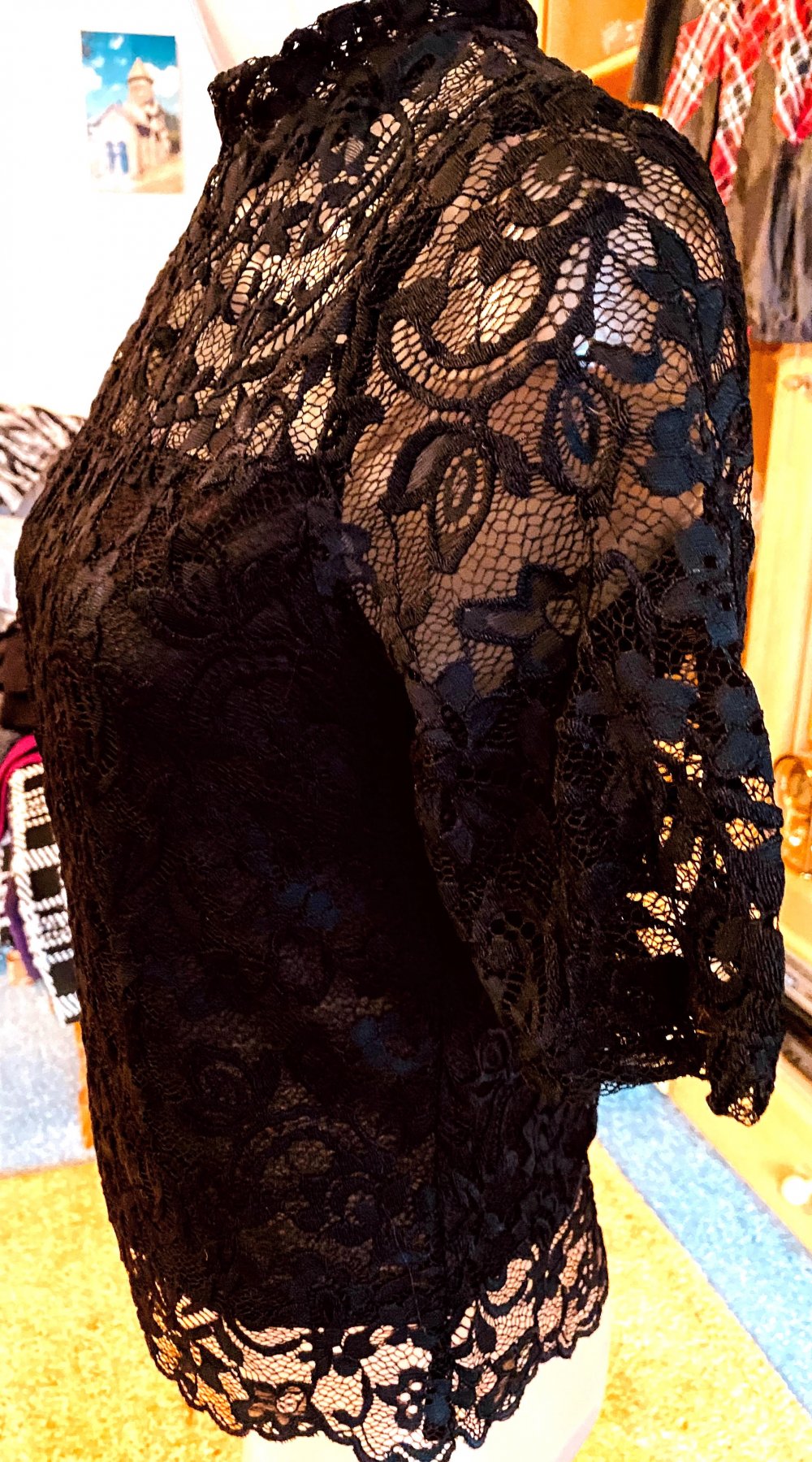 Damen Shirt Spitze Bluse Gr.S in Schwarz 