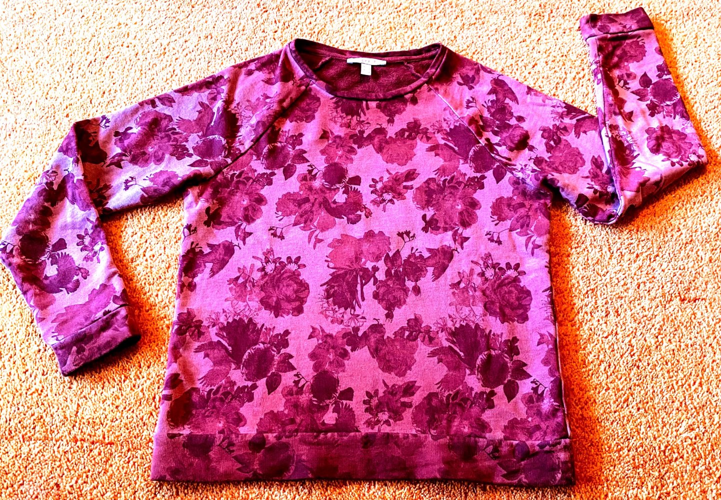 Esprit Damen Pullover Gr.S Floral gemustert Bordeaux 100 % Baumwolle 