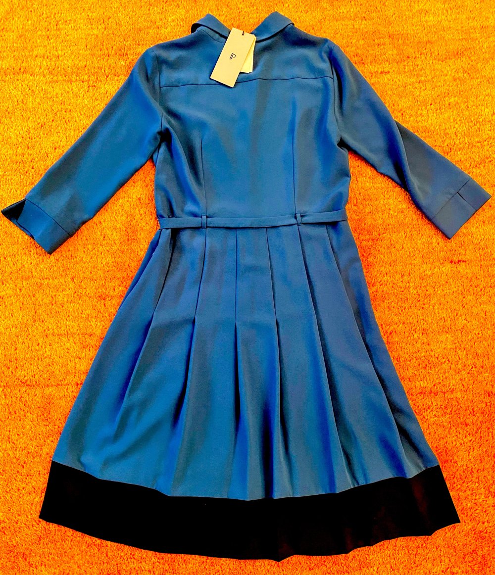 NEU Damen Kleid Promiss Gr.38 Blau/Schwarz Vintage Stil Faltenrock 
