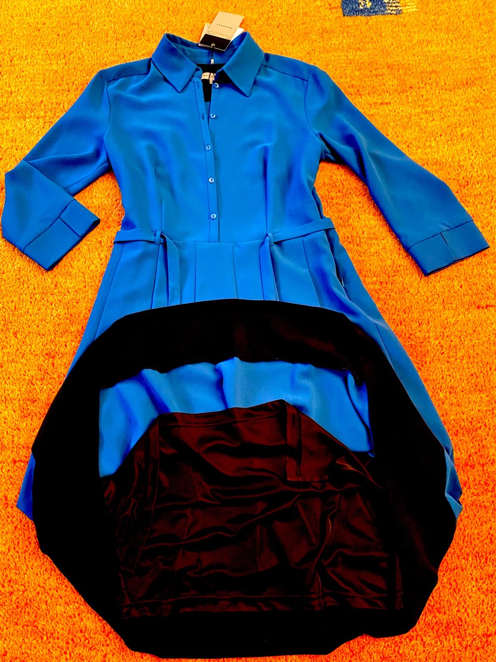 NEU Damen Kleid Promiss Gr.38 Blau/Schwarz Vintage Stil Faltenrock 