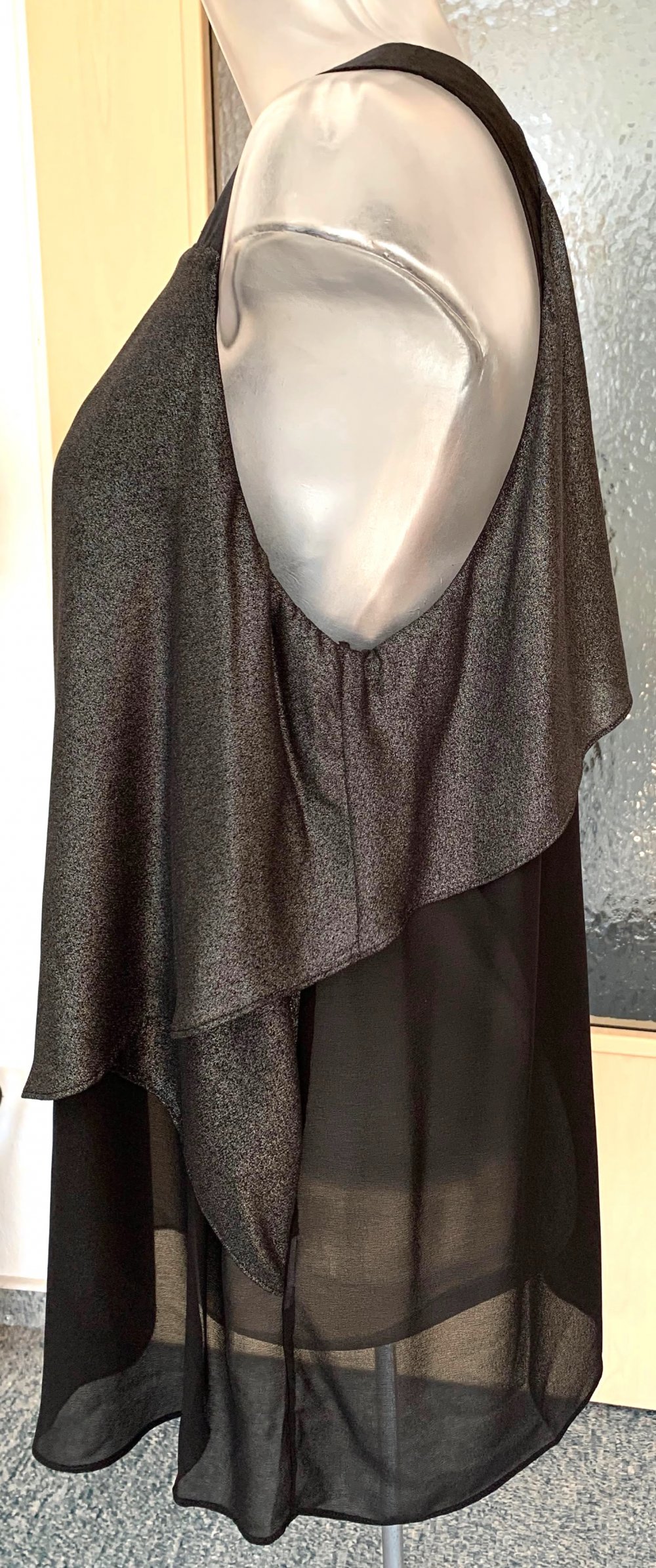Damen Bluse Abend Lagenlook Volants Gr.M/L in Schwarz NW
