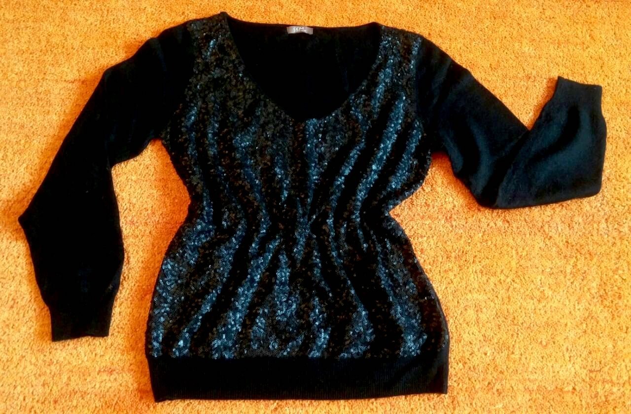 Damen Pullover Angora Strick Pailletten Gr.M in Schwarz von GDM NW 