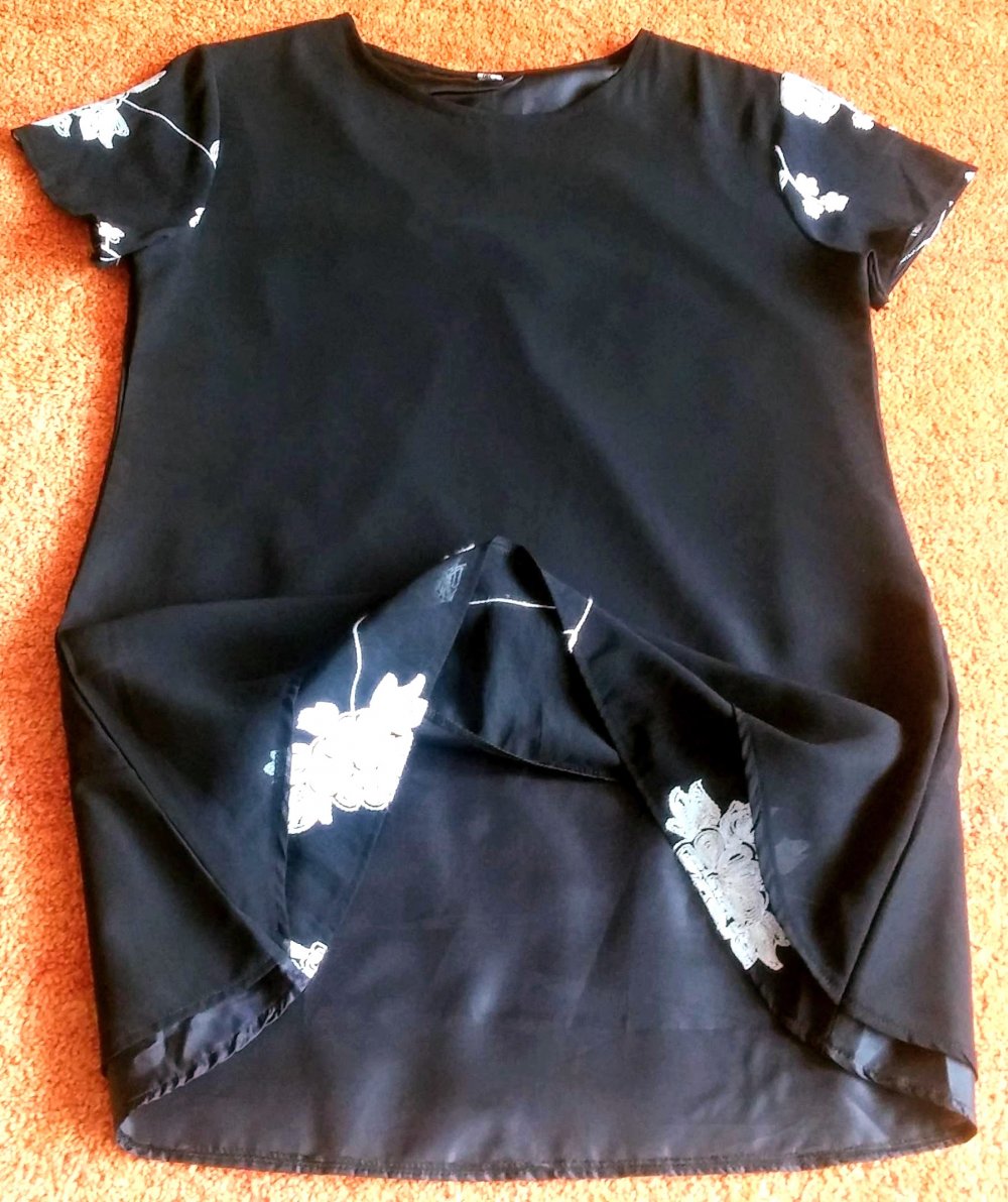 Damen Kleid Tunika Lagenlook Gr.M in Schwarz/Weiß NW 