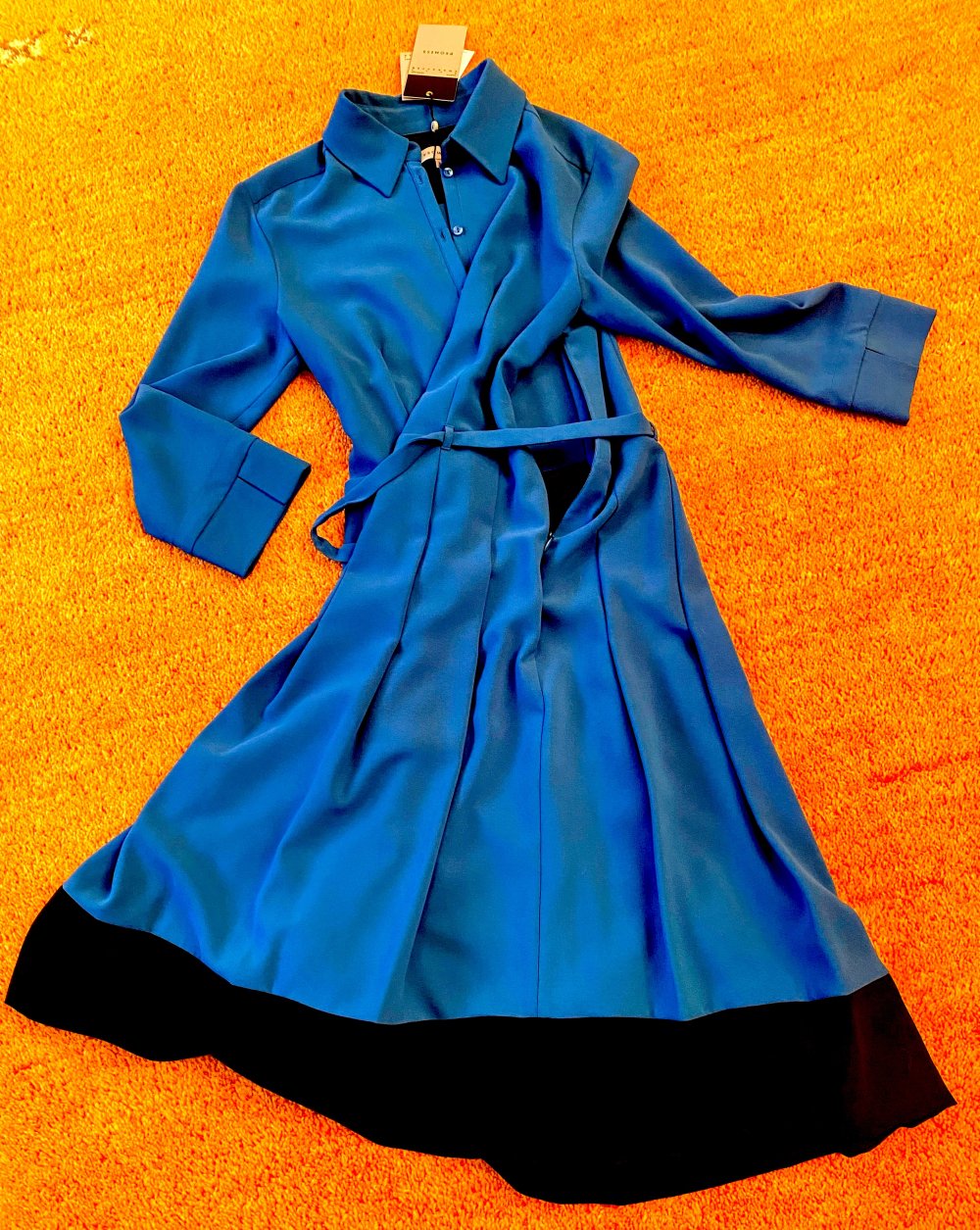 NEU Damen Kleid Promiss Gr.38 Blau/Schwarz Vintage Stil Faltenrock 