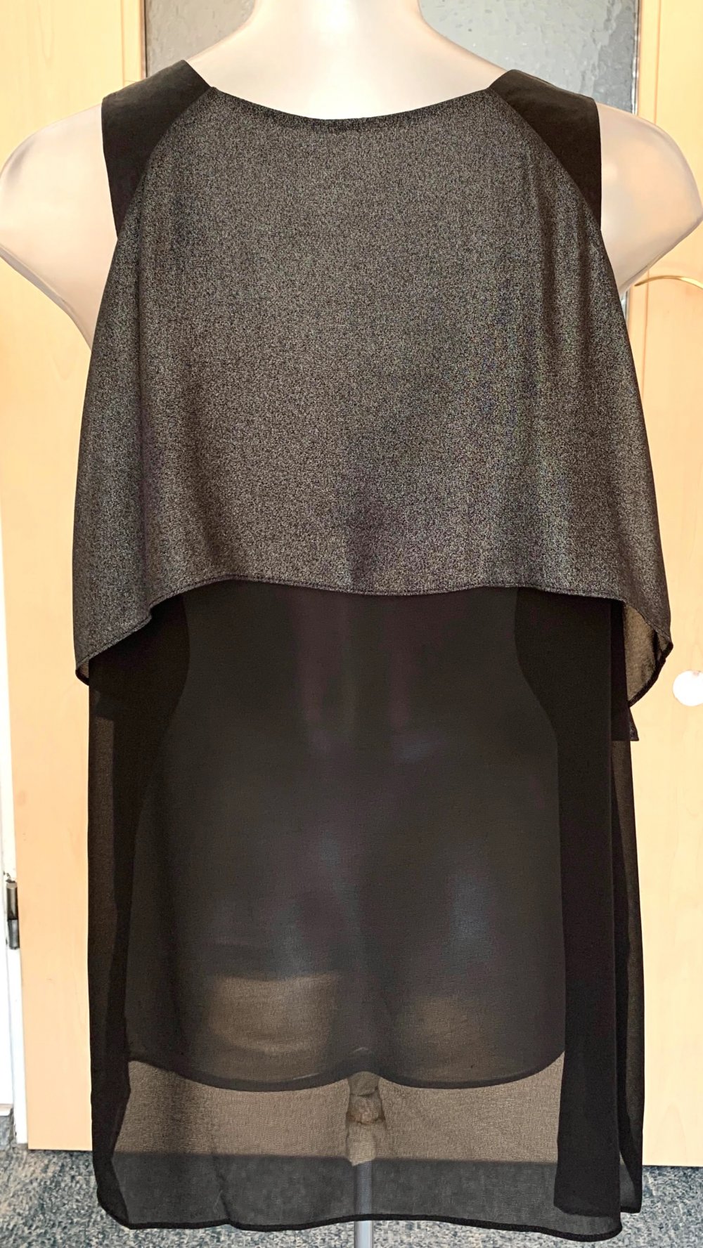 Damen Bluse Abend Lagenlook Volants Gr.M/L in Schwarz NW