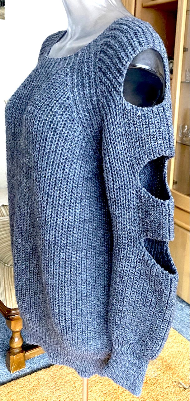 Damen Pullover Mohair Strick Casual Gr.M in Grau NW 