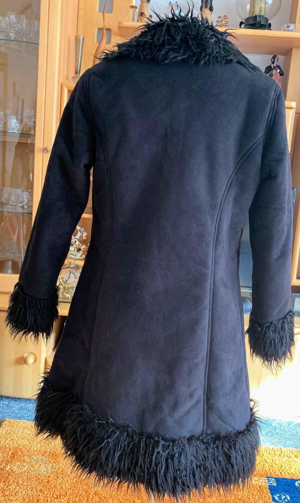 Damen Mantel Winter Teddyfutter Gr.S in Schwarz von Cracker