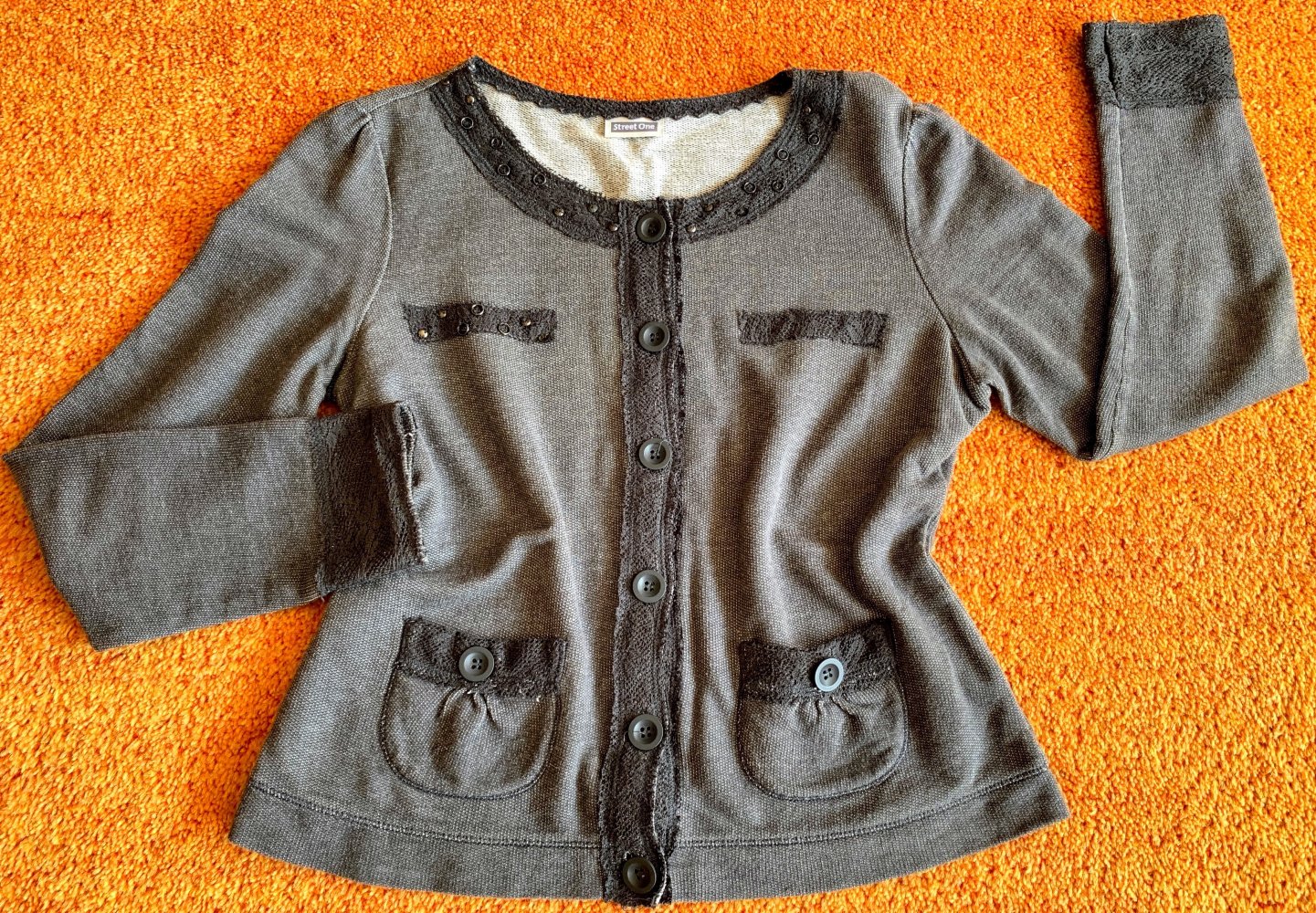 Damen Jacke Strick Pailletten Gr.S in Grau von Street One NW 