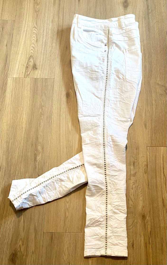 Damen Jeans Stretch Crash Hose Sommer Gr.42 in Weiß von Jewelly NW