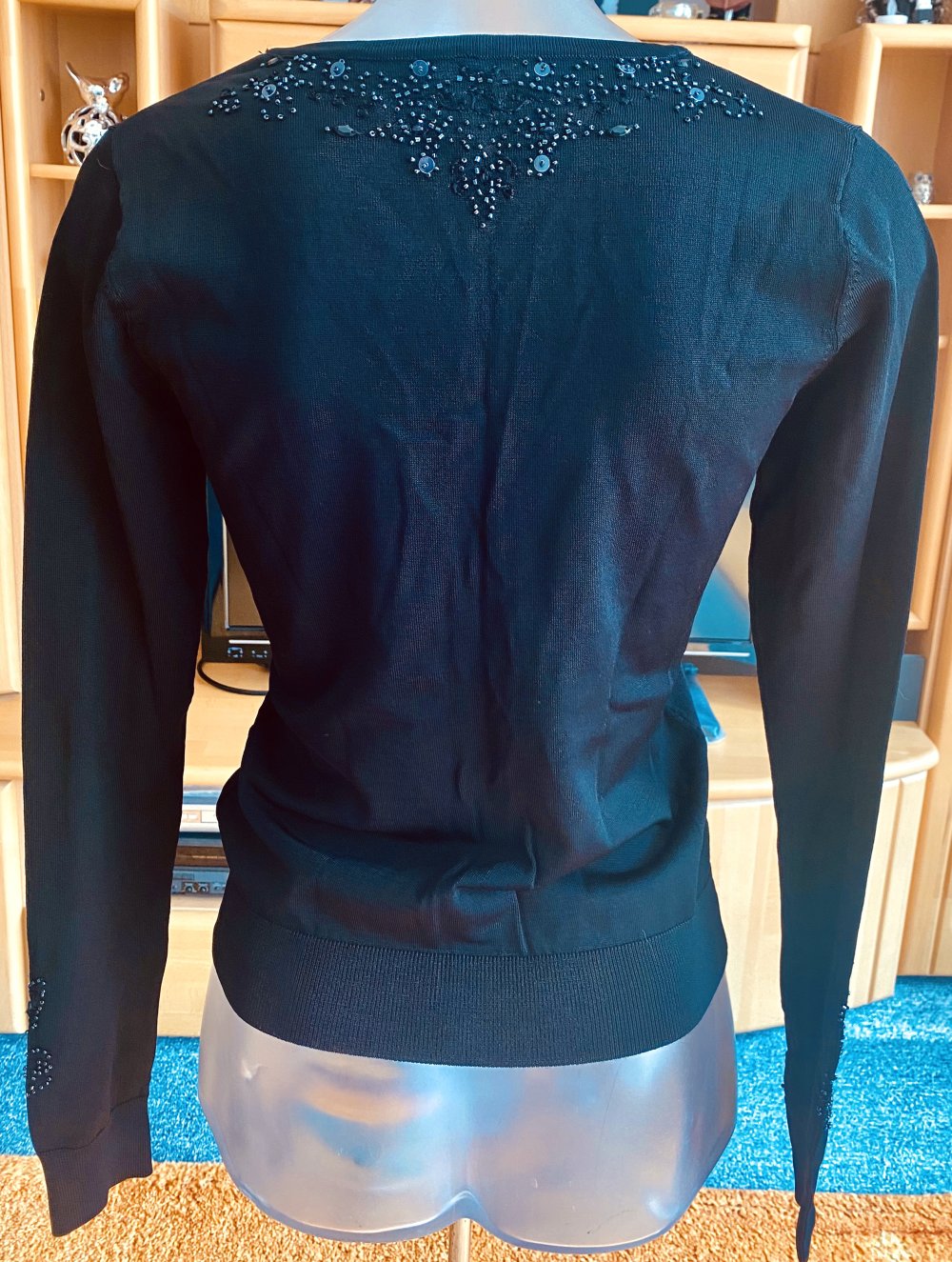 Damen Jacke Pailletten Strick fein Gr.XS in Schwarz von H&M NW