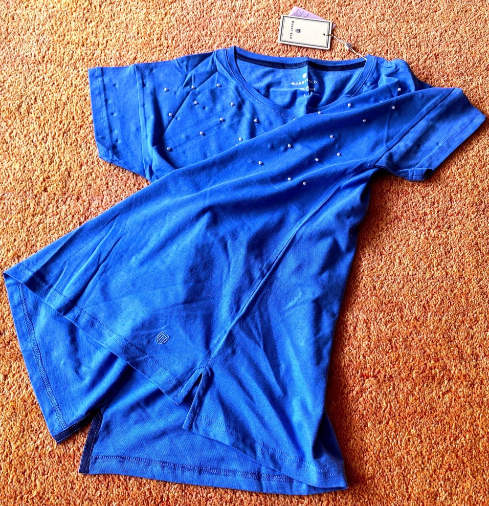 NEU Damen Shirt Perlen Verzehr Gr.L in Blau von Basefield P.25,99€ 