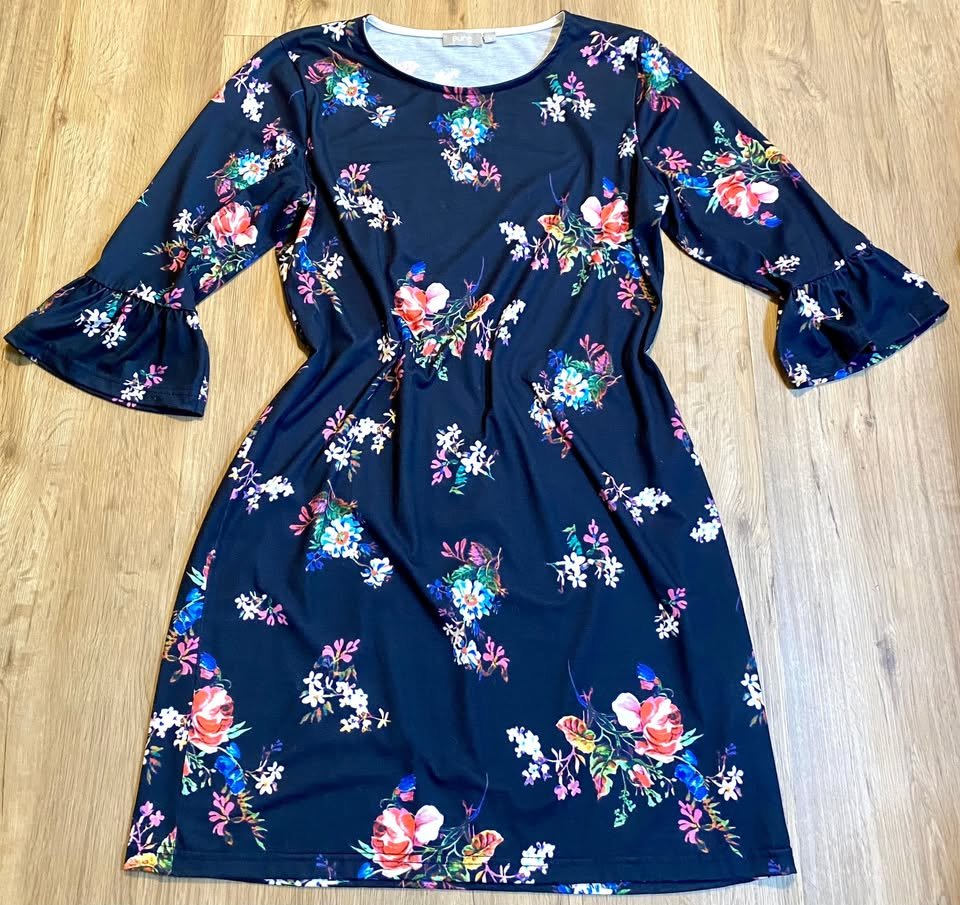 Damen Jersey Kleid mit Print Gr.M von Sure Mehrfarbig geblümt Figurnah & bequem NW 