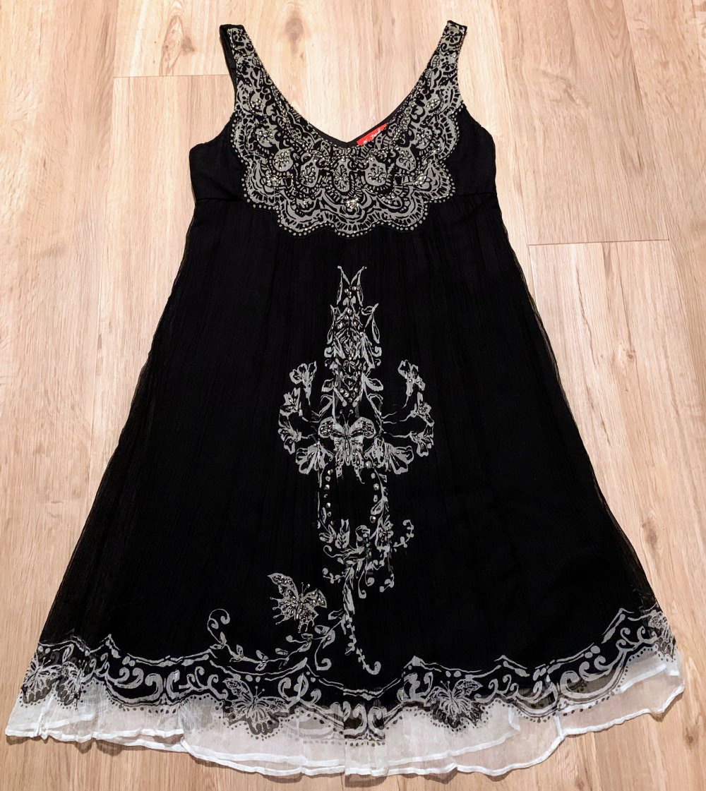 Damen Kleid Sommer Träger Empire Gr.S in Schwarz von Derhy