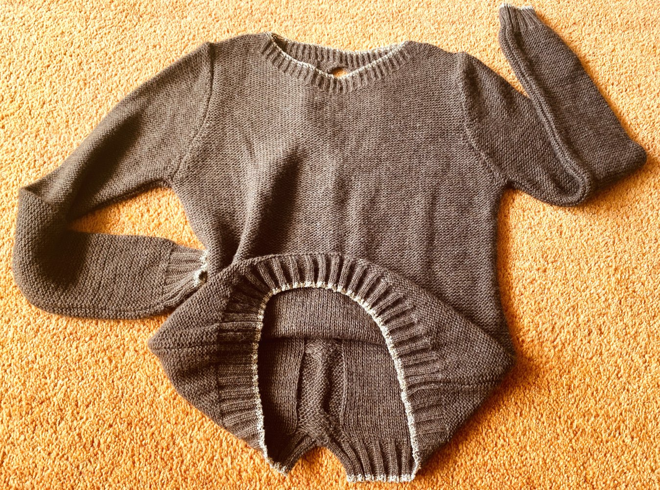 Damen Pullover Wolle strick Gr.38 in Braun/Gold