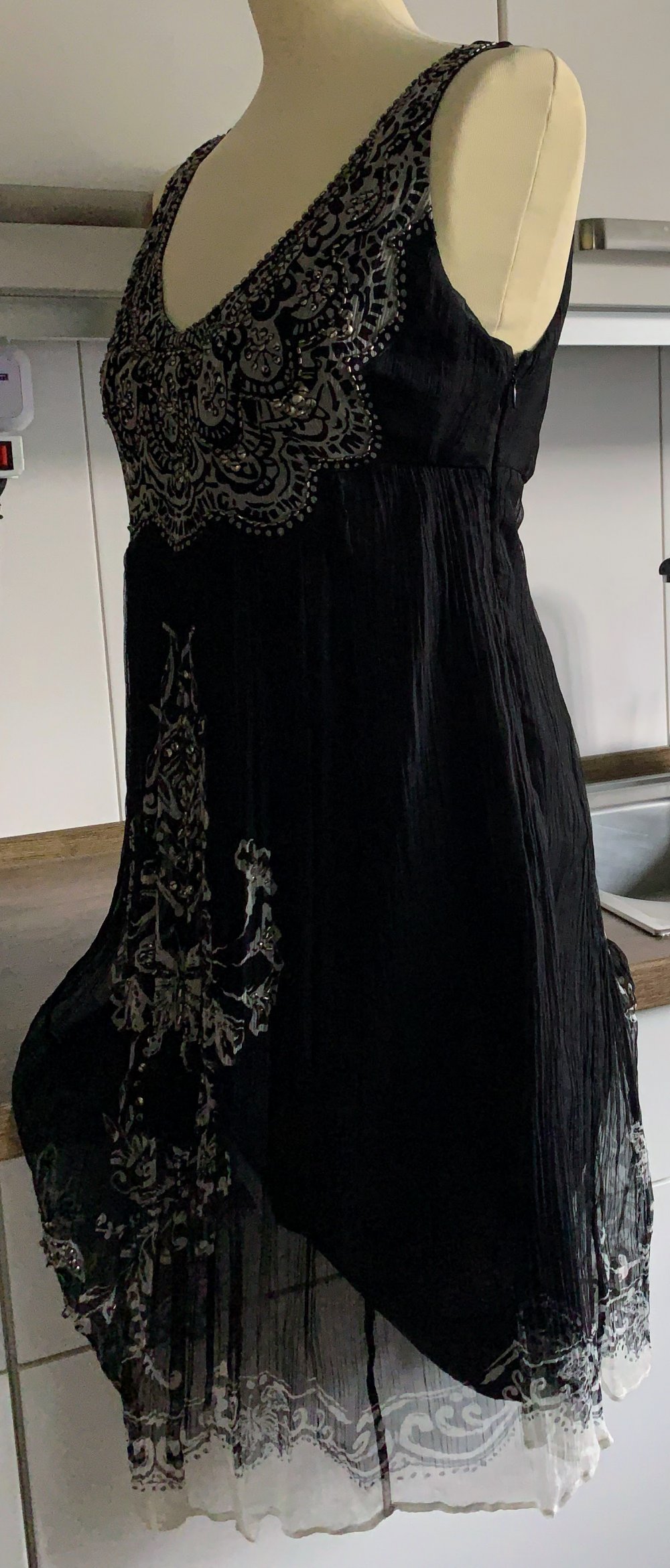 Damen Kleid Sommer Träger Empire Gr.S in Schwarz von Derhy