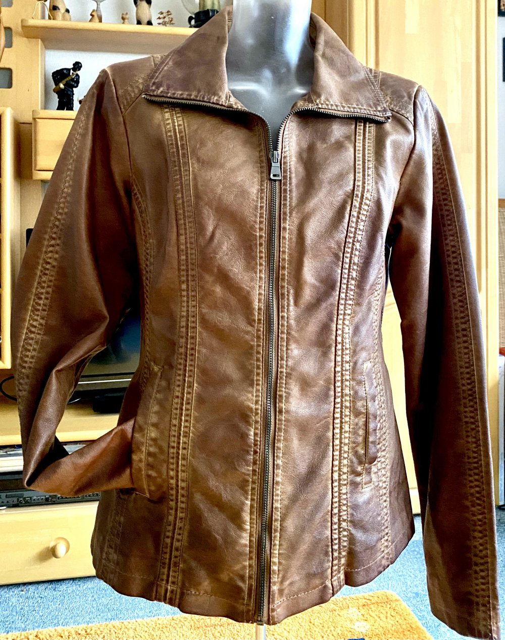 NEU Damen Jacke EDEL Leder-Look verwaschener Optik Gr.40 in Cognac braun P.179,90€ 