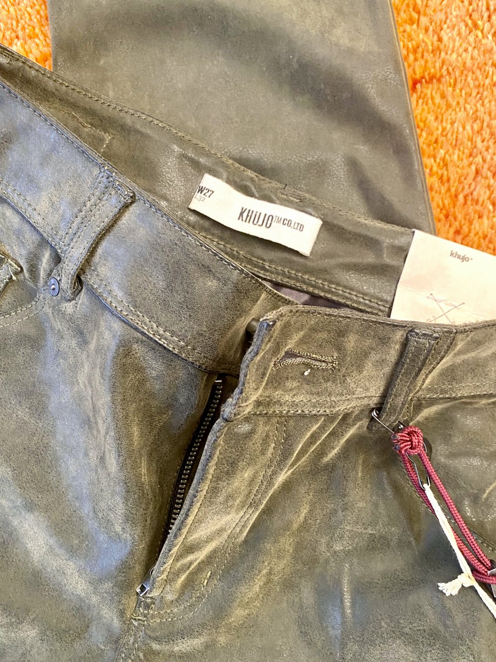 NEU Damen Hose Stretch Leder Imitat Gr.36(27/32)in Khaki Grün von Khujo 