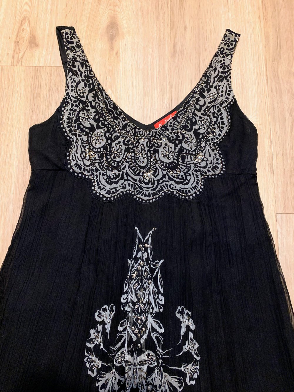 Damen Kleid Sommer Träger Empire Gr.S in Schwarz von Derhy