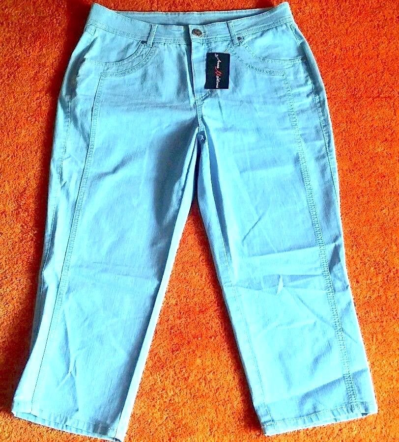 NEU Damen Hose Trendy Capri Jeans Stretch Gr.42 in Blau Denim von ANNA MONTANA 