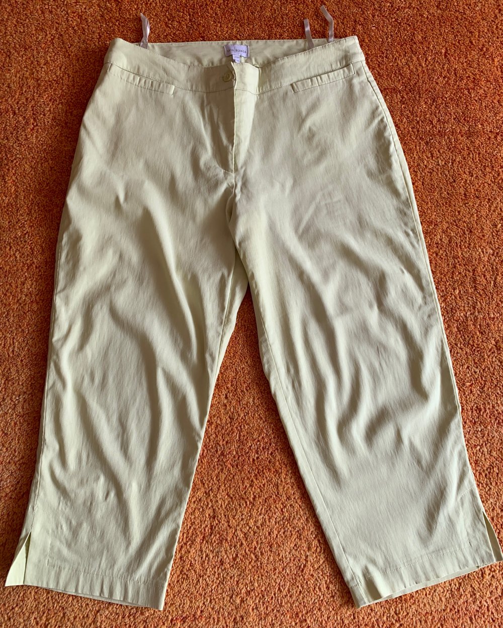 Damen Hose Sommer Capri Stretch Gr.40 Gelbgrün von Casa Blanka