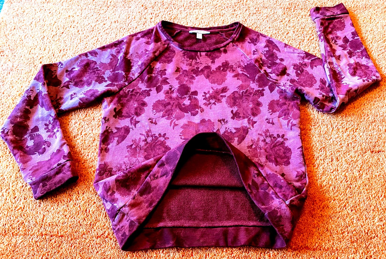 Esprit Damen Pullover Gr.S Floral gemustert Bordeaux 100 % Baumwolle 