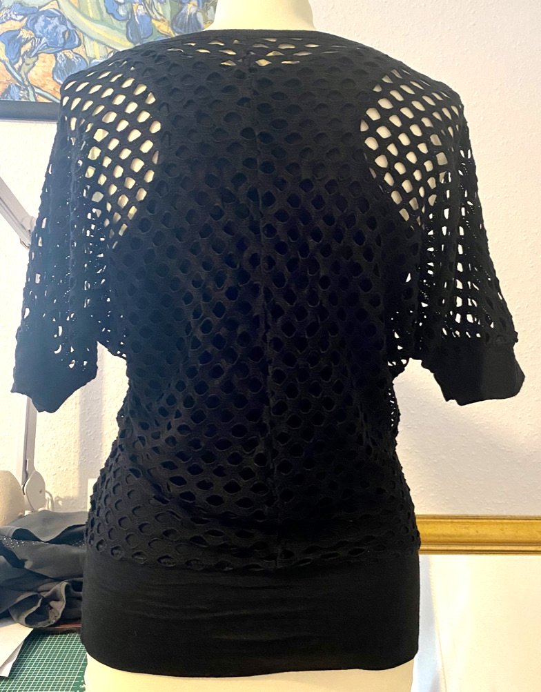 Damen sexy Shirt Bluse Lagenlook Netz Gr.S in Schwarz von Madonna