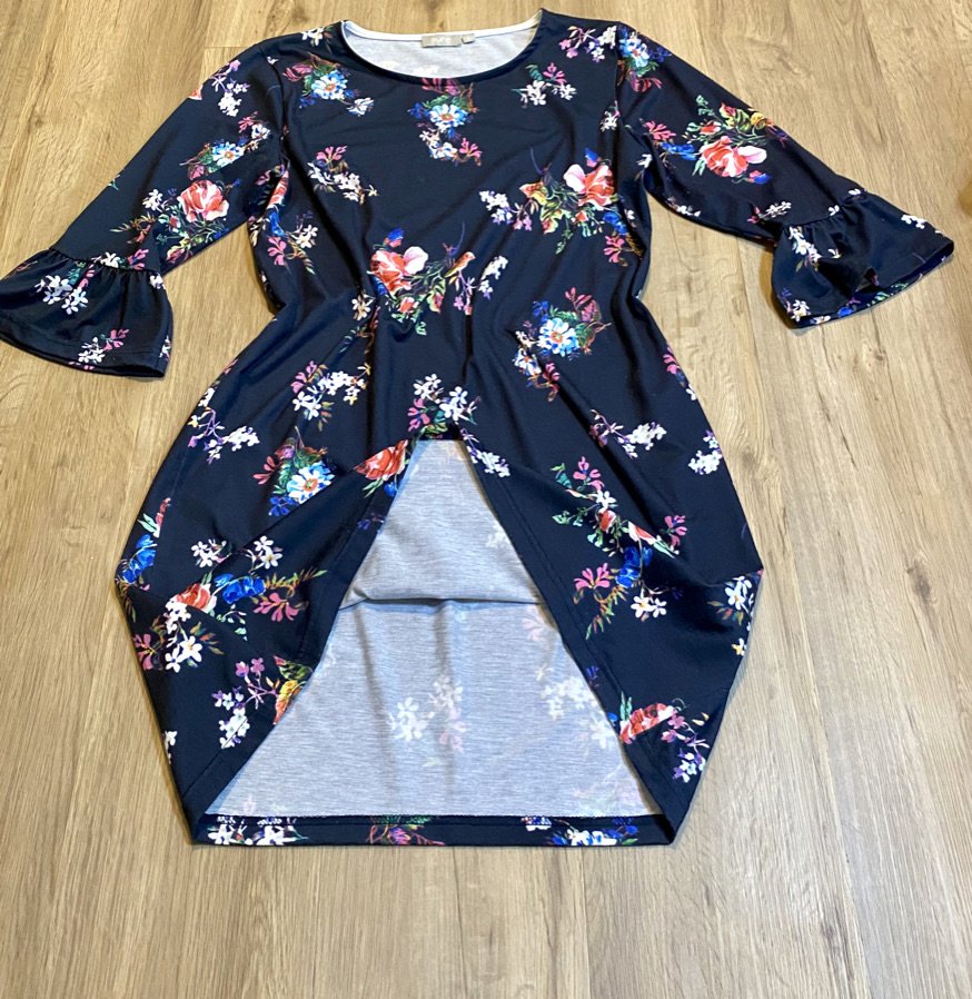 Damen Jersey Kleid mit Print Gr.M von Sure Mehrfarbig geblümt Figurnah & bequem NW 