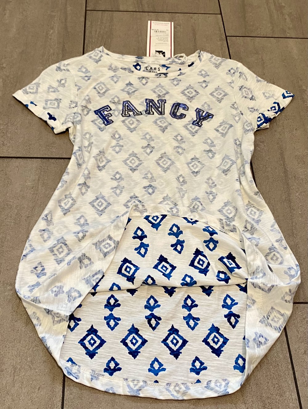 NEU Damen Shirt mit Pailletten Print Gr.XS Weiß Cars Jeans ✨ 