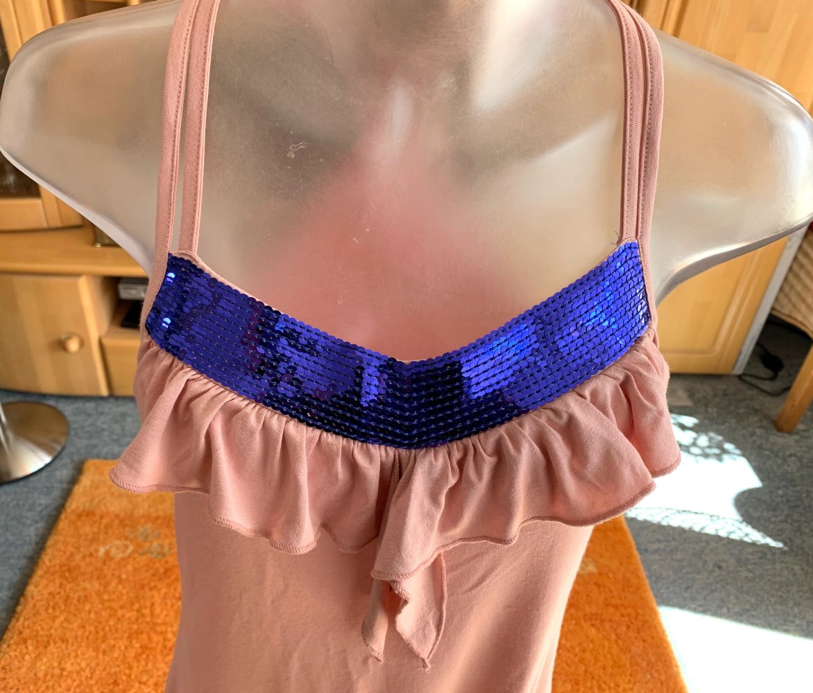 NW Damen Tunika ärmellos mit Pailletten Gr.S in Nude von Orsay Sexy & elegant Ballonform 