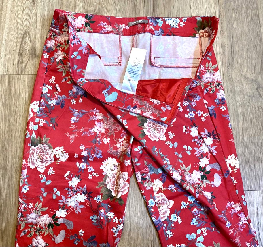 Damen Hose Sommer Stretch Print Gr.42 in Rot/Bunt von Orsay 